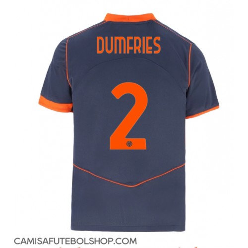 Camisa de time de futebol Inter Milan Denzel Dumfries #2 Replicas 3º Equipamento 2025-26 Manga Curta